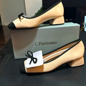 C.Paravano Women's Pump | Square Toe Low Block Heels | Closed Toe